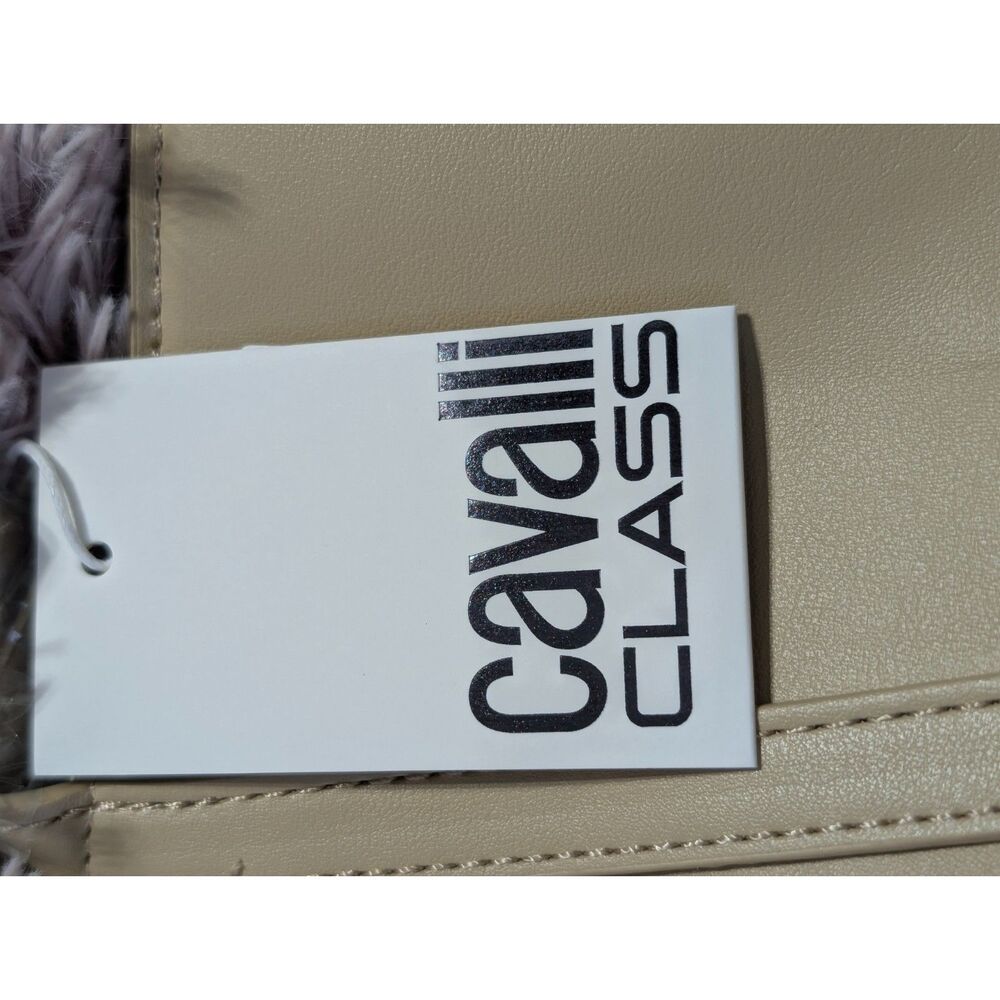Cavalli Class Sandra Shopper Bag Almond Buff Beige Gold Logo Tote CCS25614-ALBF - Picture 5 of 6